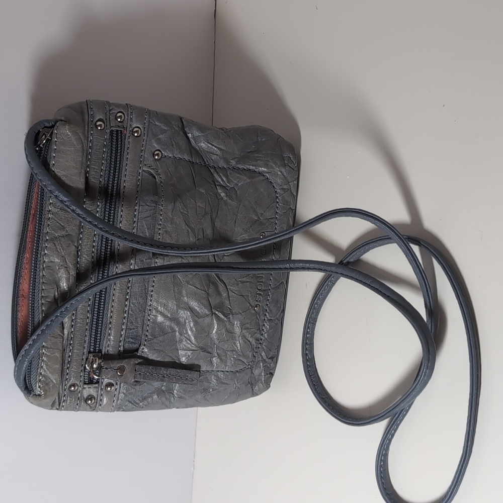 Stone & Co. Leather Metallic Gray Crossbody Bag